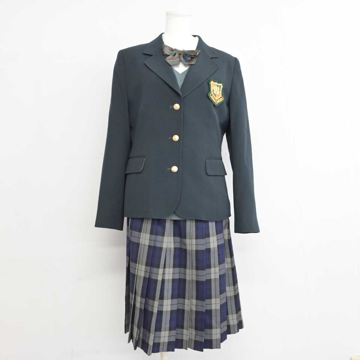 【中古】福岡県 西南学院高等学校 女子制服 5点 (ブレザー・ニット・シャツ・スカート) sf075064