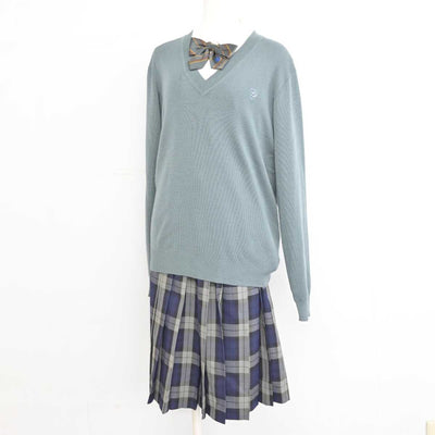 【中古】福岡県 西南学院高等学校 女子制服 5点 (ブレザー・ニット・シャツ・スカート) sf075064