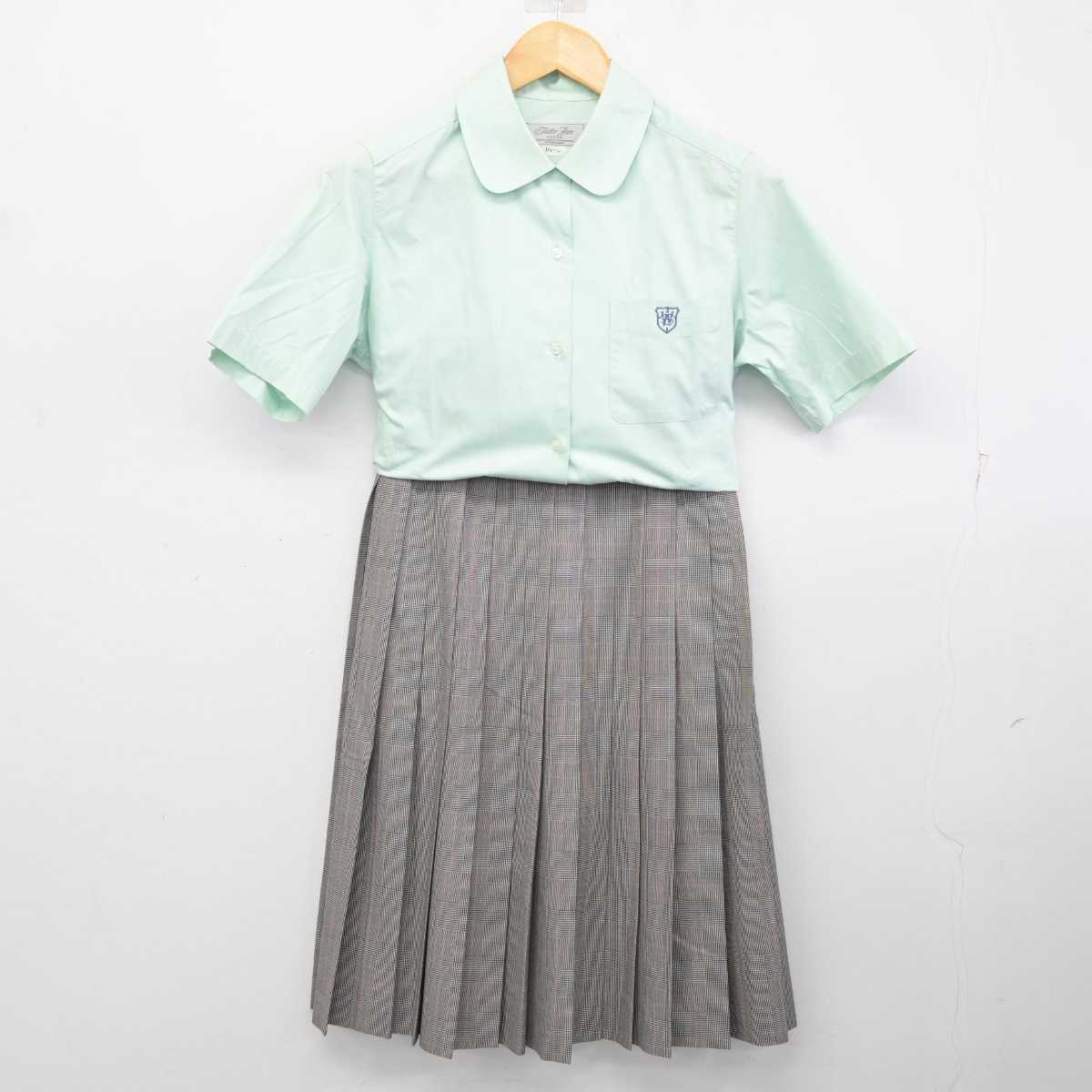 【中古】福岡県 西南学院高等学校 女子制服 4点 (ニットベスト・シャツ・スカート) sf075065