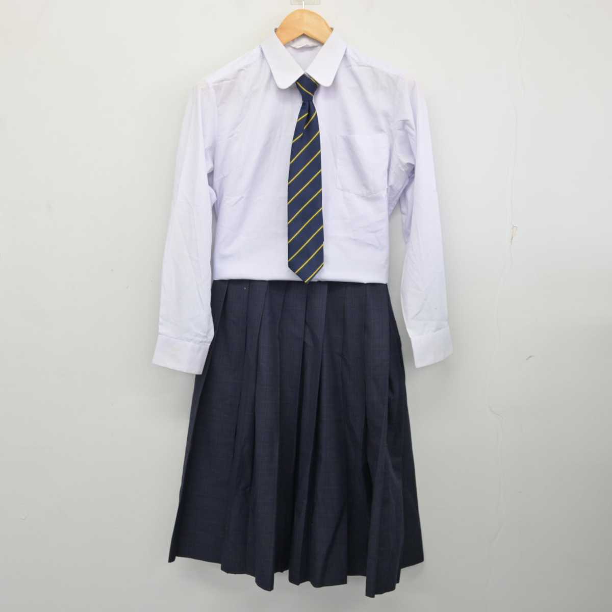 【中古】山口県 下松中学校 女子制服 3点 (シャツ・スカート) sf075116