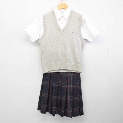 【中古】千葉県 磯辺中学校 女子制服 3点 (ニットベスト・シャツ・スカート) sf075243