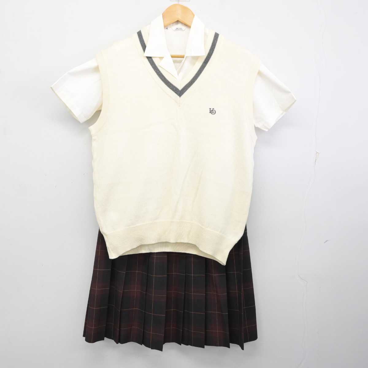 【中古】静岡県 浜松大平台高等学校 女子制服 3点 (ニットベスト・シャツ・スカート) sf075254