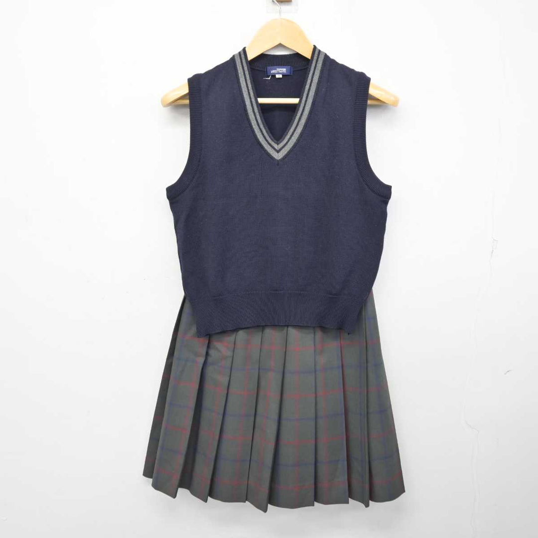 【中古】愛知県 豊田東高等学校 女子制服 3点 (ブレザー・ニットベスト・スカート) sf075407