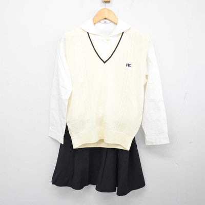 【中古】岡山県 明誠学院高等学校 女子制服 3点 (ニットベスト・シャツ・スカート) sf075422