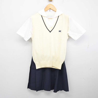 【中古】岡山県 明誠学院高等学校 女子制服 3点 (ニットベスト・シャツ・スカート) sf075423