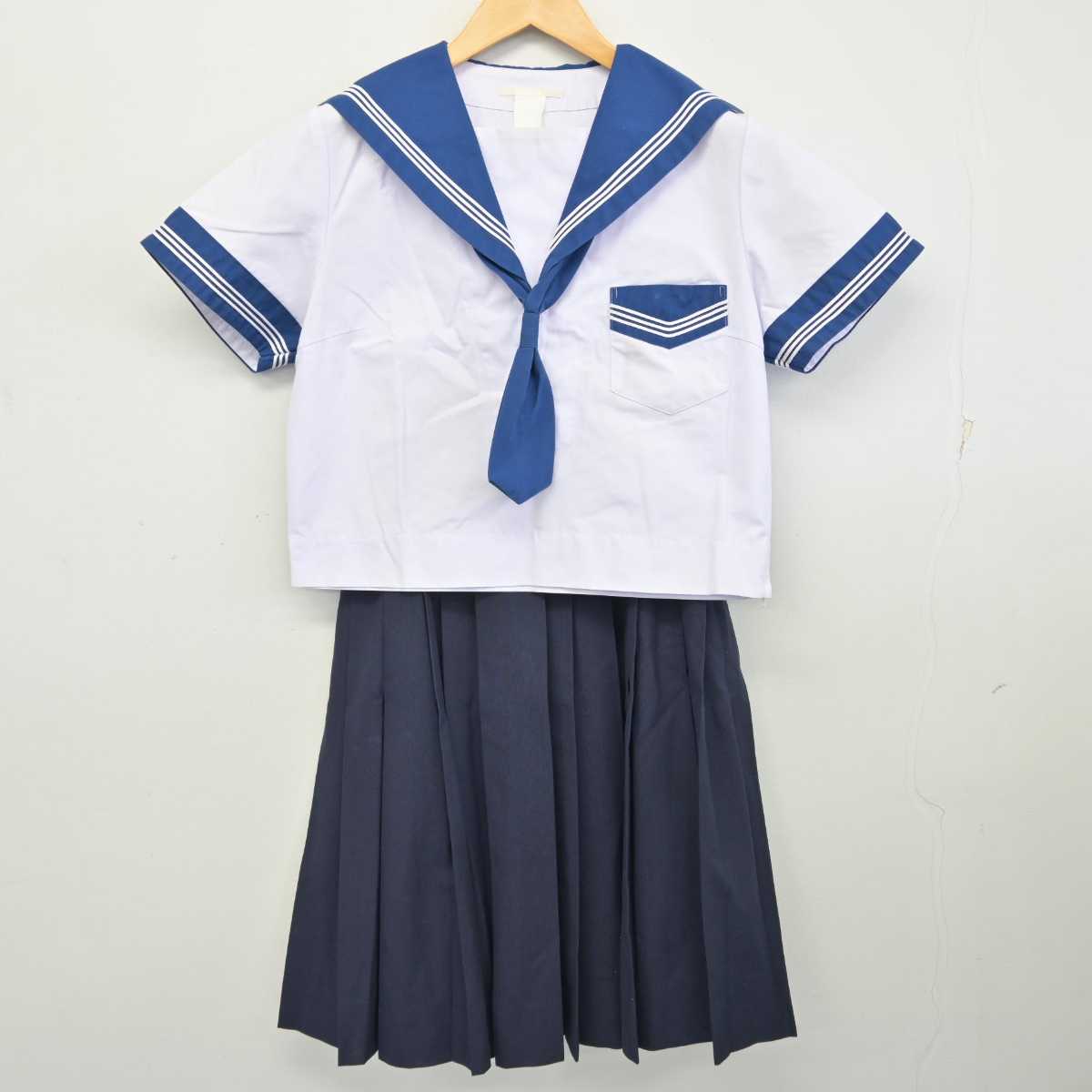 【中古】大阪府 都島中学校 女子制服 5点 (セーラー服・スカート) sf075629