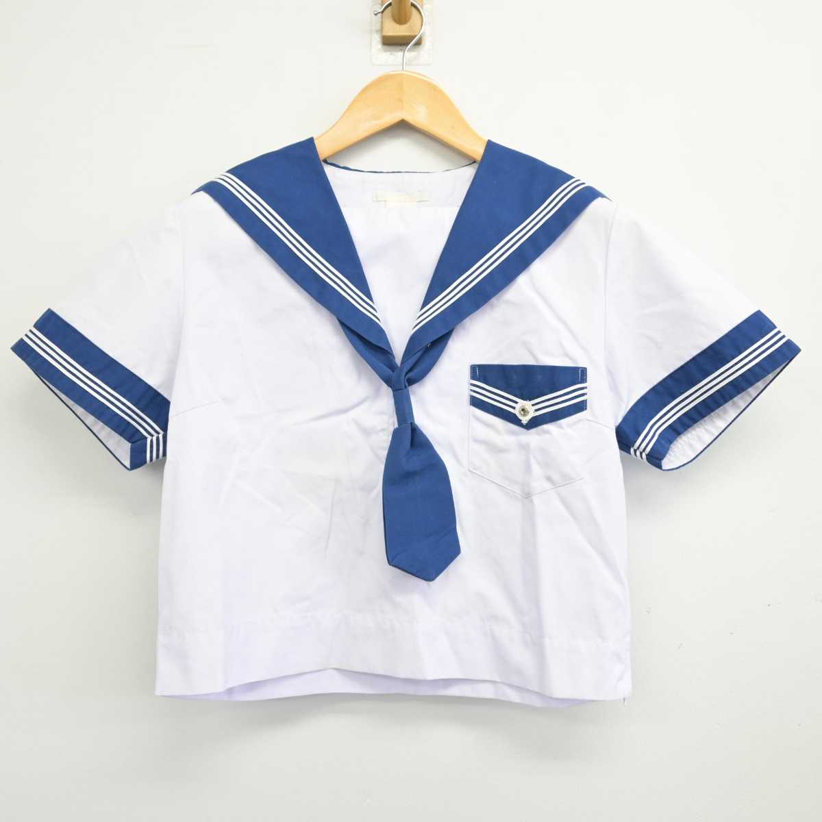 【中古】大阪府 都島中学校 女子制服 5点 (セーラー服・スカート) sf075629