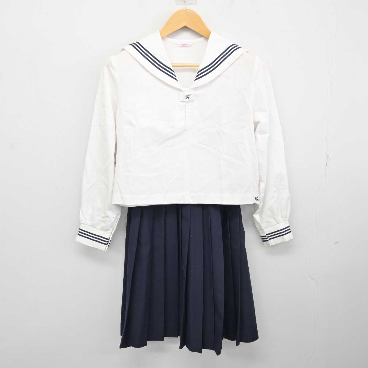 【中古】広島県 尾道北高等学校 女子制服 2点 (セーラー服・スカート) sf075749