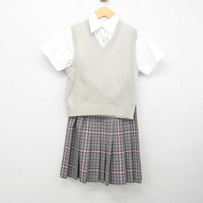 【中古】埼玉県 大妻嵐山高等学校 女子制服 3点 (ニットベスト・シャツ・スカート) sf075810