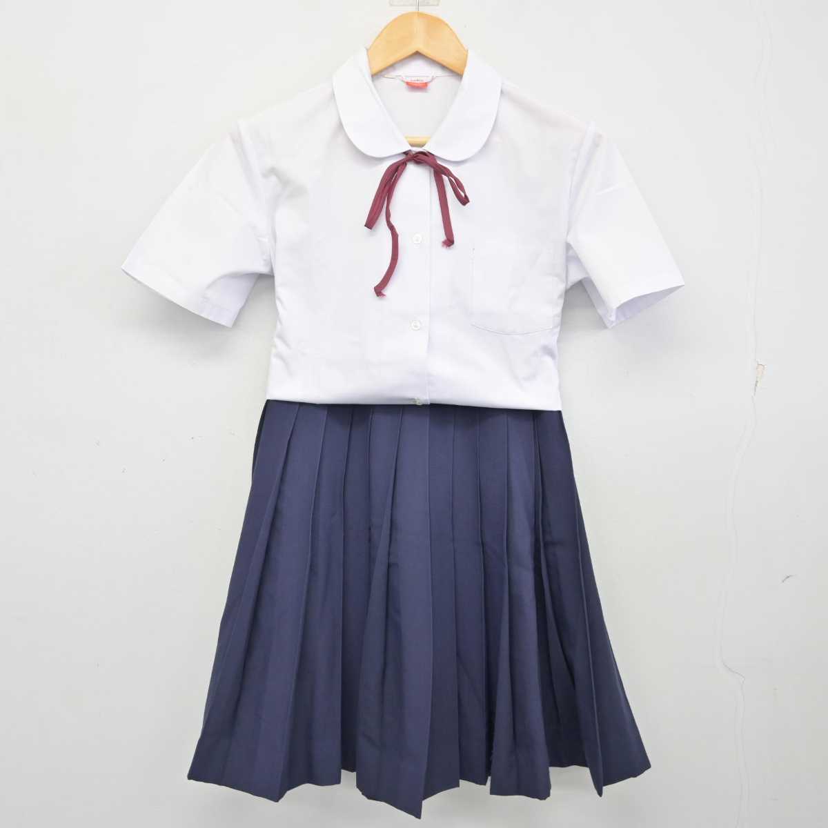 【中古】岡山県 桜が丘中学校 女子制服 3点 (シャツ・スカート) sf075861