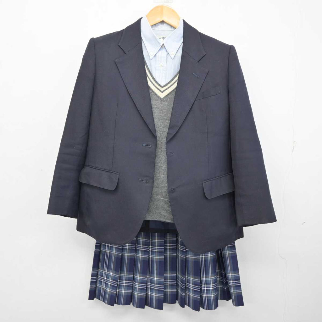 【中古】愛媛県 今治東中等教育学校 女子制服 4点 (ブレザー・ニット・シャツ・スカート) sf076090