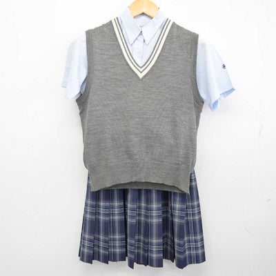 【中古】愛媛県 今治東中等教育学校 女子制服 3点 (ニットベスト・シャツ・スカート) sf076096