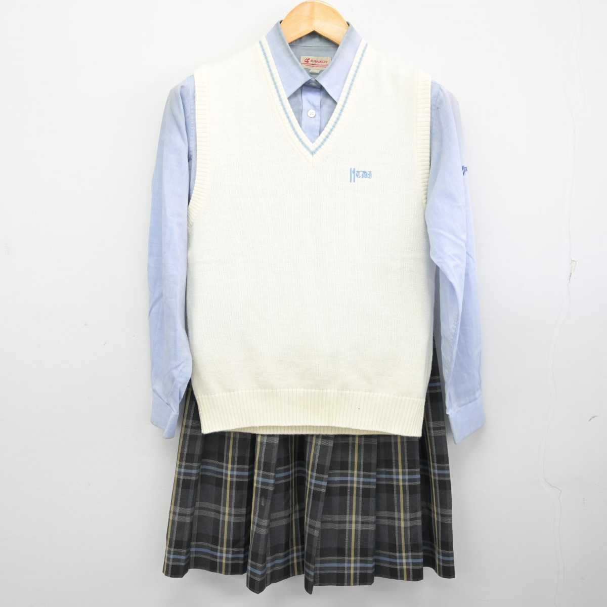 【中古】東京都 拓殖大学第一高等学校 女子制服 3点 (ニットベスト・シャツ・スカート) sf076106