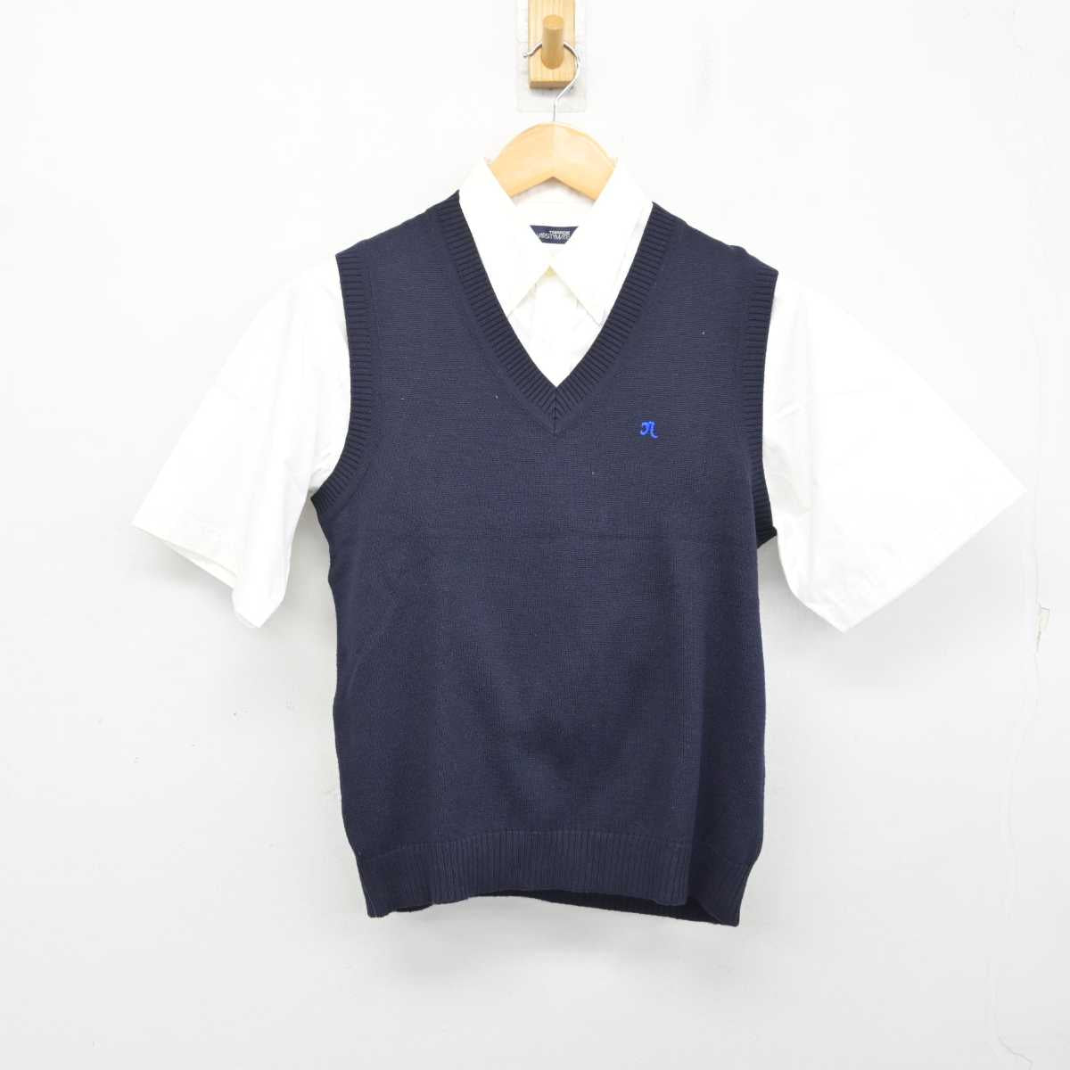 【中古】福島県 福島西高等学校 男子制服 2点 (ニットベスト・シャツ) sf076122