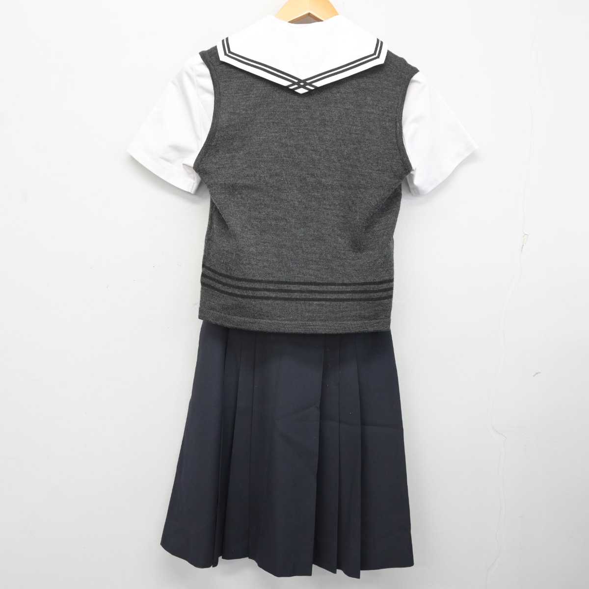 【中古】兵庫県 啓明学院中学校・高等学校 女子制服 5点 (ニットベスト・ブラウス・スカート) sf076159