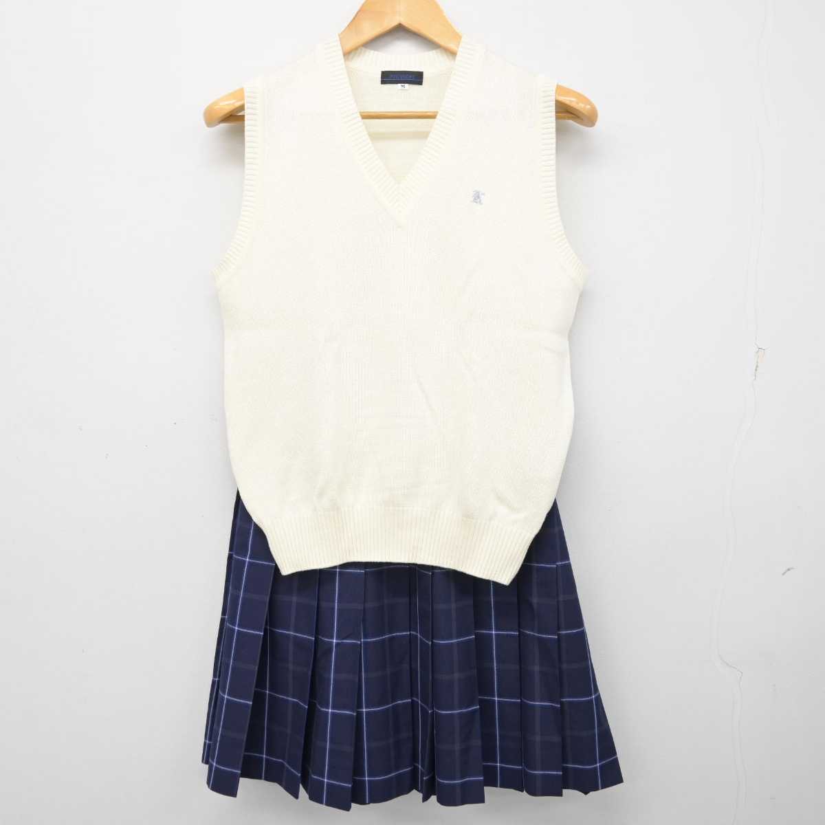 【中古】東京都 駒込学園駒込高等学校 女子制服 2点 (ニットベスト・スカート) sf076212