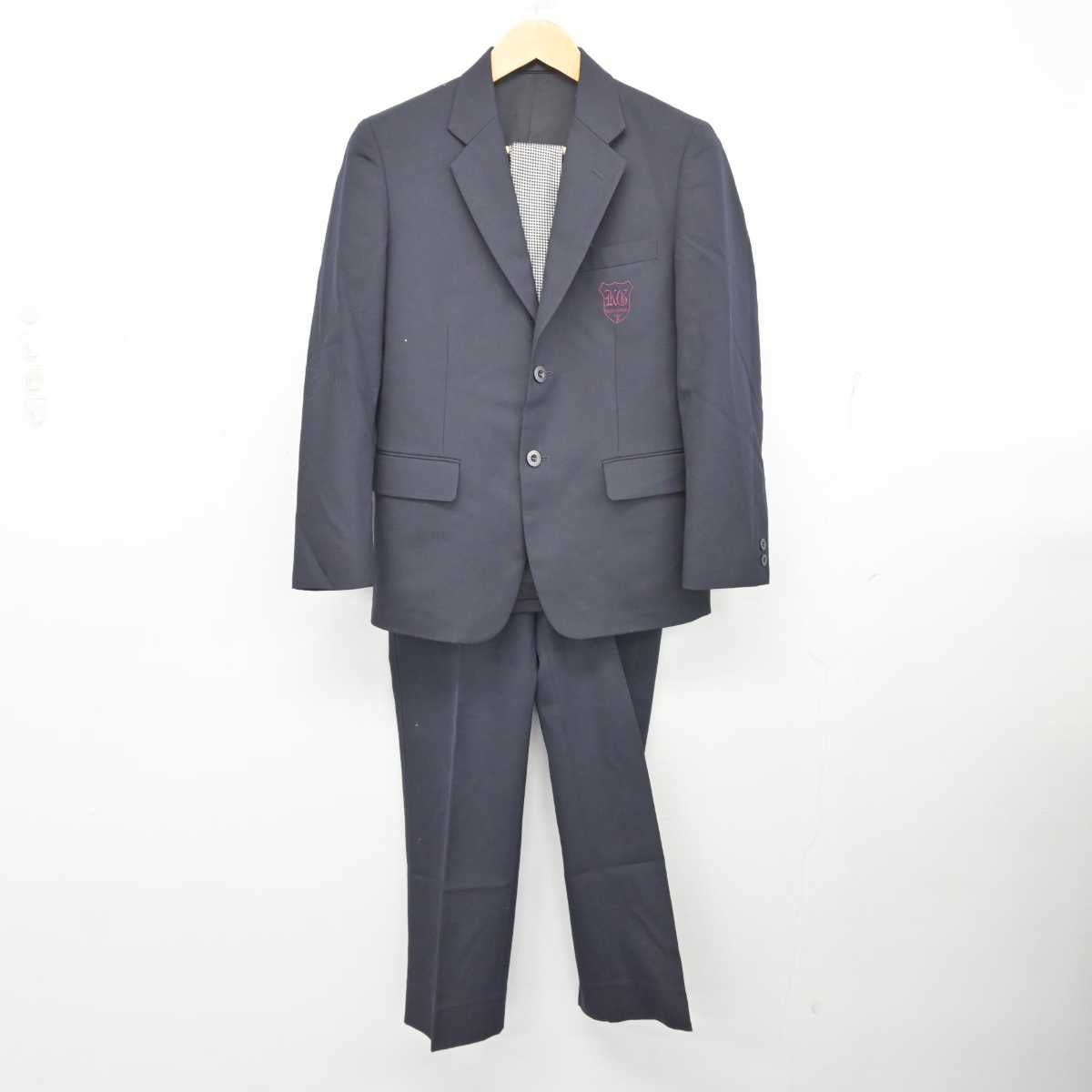 【中古】群馬県 共愛学園高等学校 男子制服 3点 (ブレザー・ズボン) sf076257