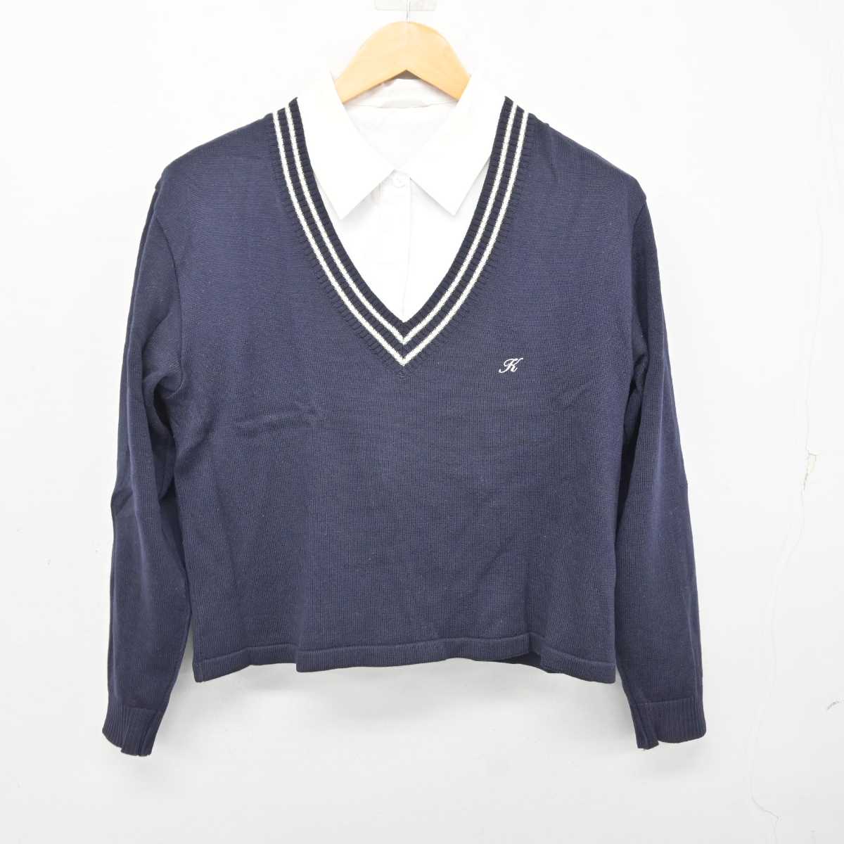 【中古】福岡県 久留米高等学校 女子制服 2点 (ニット・シャツ) sf076262