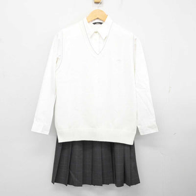 【中古】千葉県 東邦大学付属 東邦中学校・高等学校 女子制服 3点 (ニットベスト・シャツ・スカート) sf076290