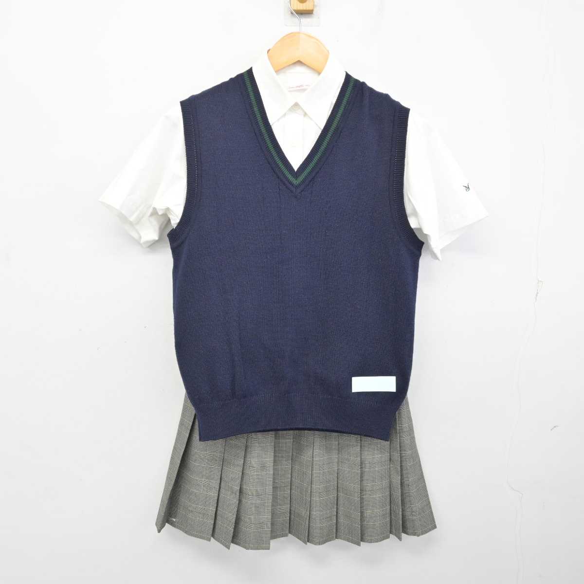 【中古】神奈川県 横浜創英高等学校 女子制服 3点 (ニットベスト・シャツ・スカート) sf076509