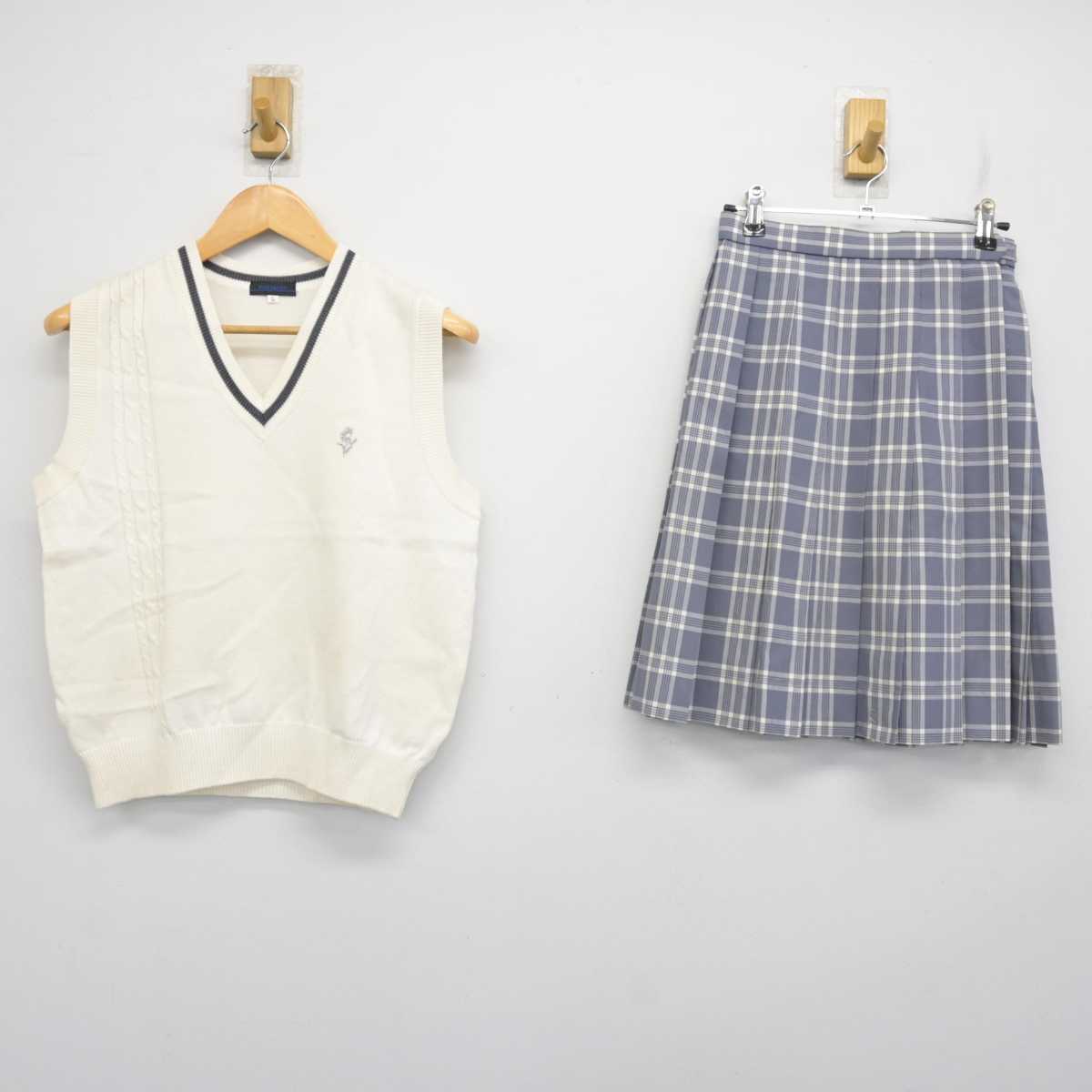 【中古】神奈川県 相模女子大学高等部 女子制服 2点 (ニットベスト・スカート) sf076552