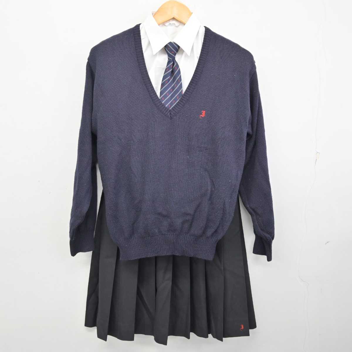 【中古】滋賀県 伊吹高等学校 女子制服 5点 (ブレザー・ニット・シャツ・スカート) sf076620