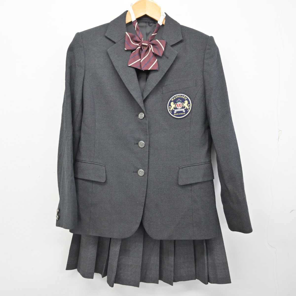 【中古】 わせがく高等学校 女子制服 3点 (ブレザー・スカート) sf076635