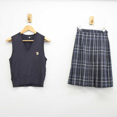 【中古】埼玉県 所沢商業高等学校 女子制服 2点 (ニットベスト・スカート) sf076655