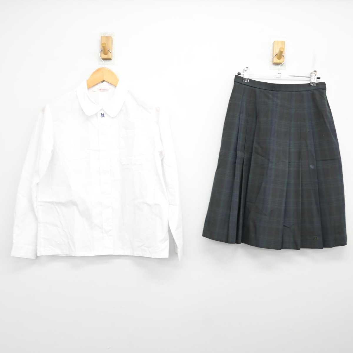 【中古】群馬県 新島学園中学校・高等学校 女子制服 2点 (シャツ・スカート) sf076686