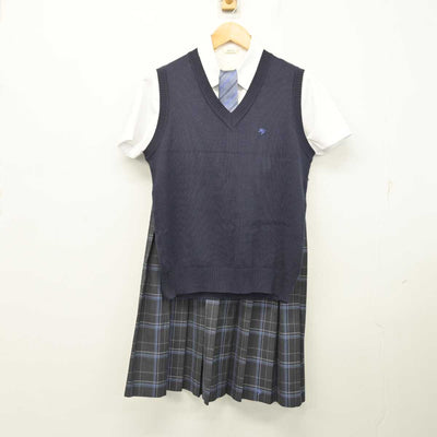 【中古】大阪府 東淀川高等学校 女子制服 4点 (ニットベスト・シャツ・スカート) sf076721