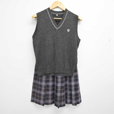 【中古】埼玉県 埼玉栄高等学校 女子制服 2点 (ニットベスト・スカート) sf076741