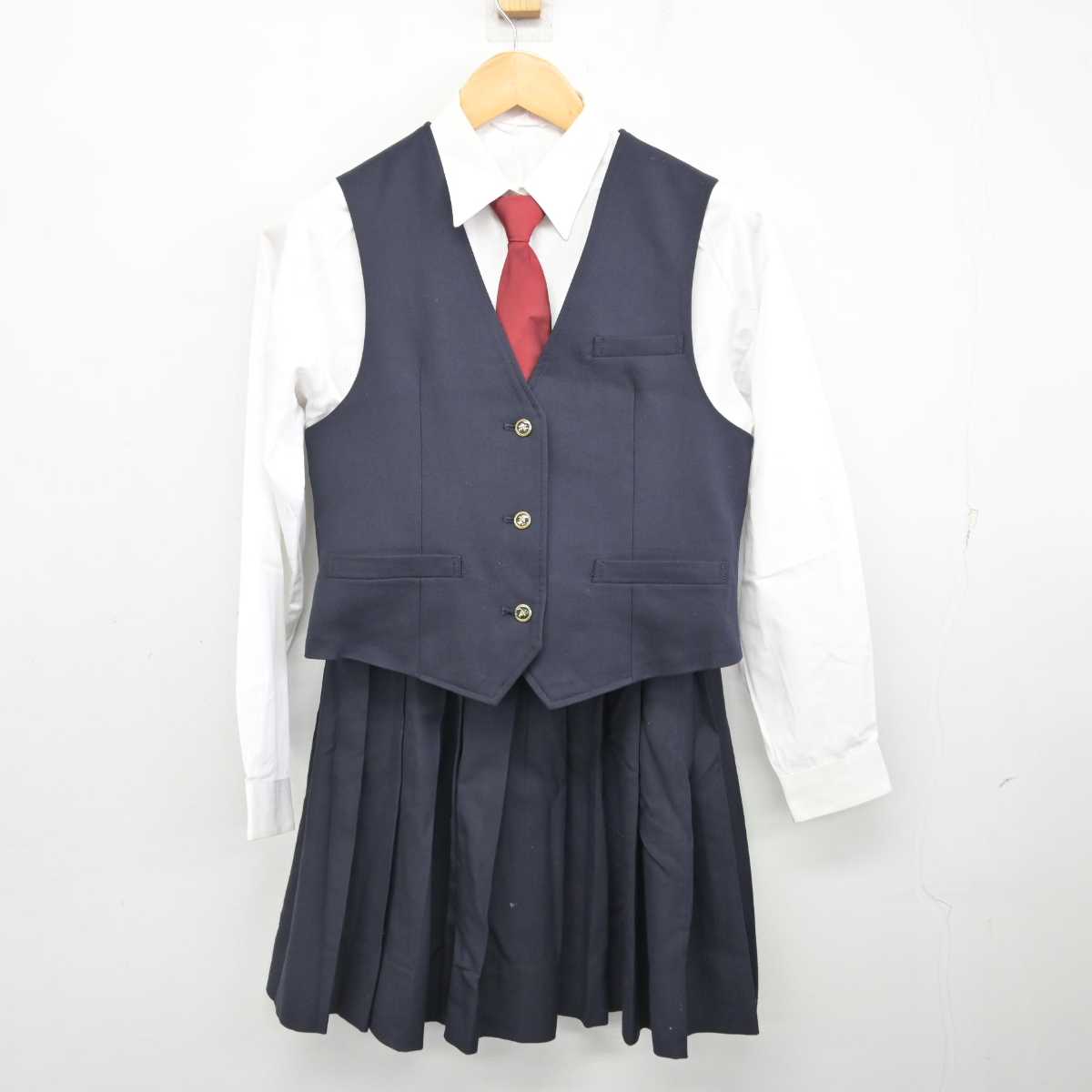 【中古】熊本県 熊本西高等学校 女子制服 5点 (ブレザー・ベスト・シャツ・スカート) sf076899