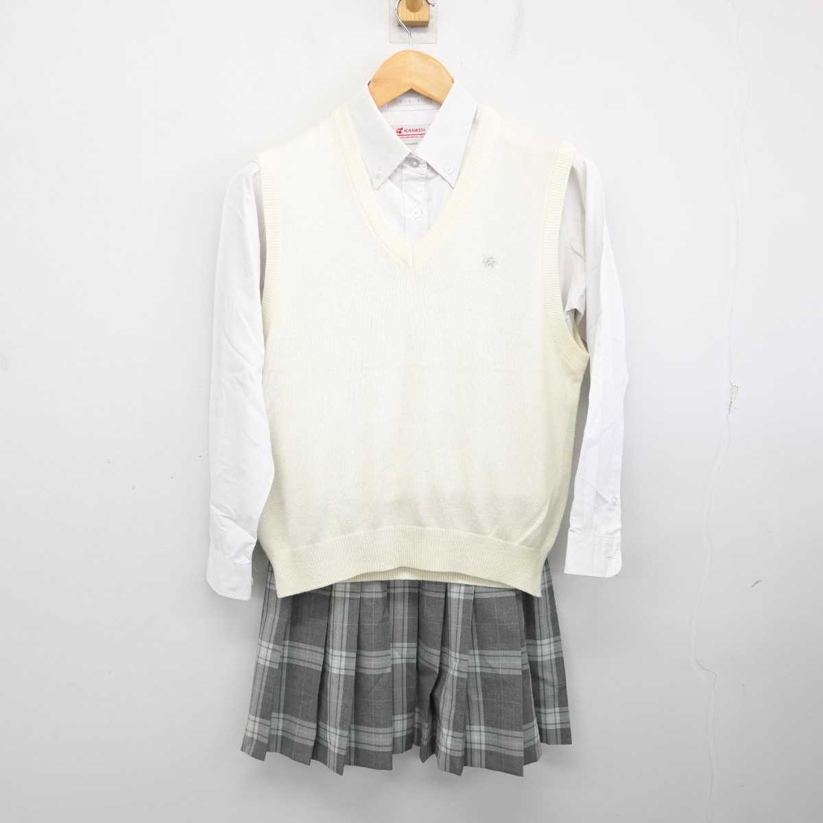 【中古】千葉県 東葉高等学校 女子制服 4点 (ニットベスト・シャツ・スカート) sf076921