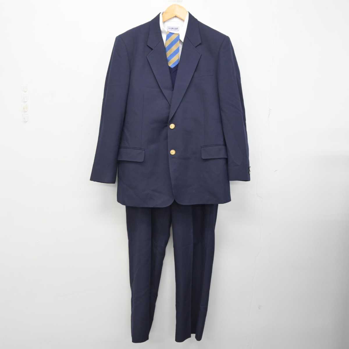 【中古】神奈川県 藤沢翔陵高等学校 男子制服 5点 (ブレザー・ニット・シャツ・ズボン) sf076935