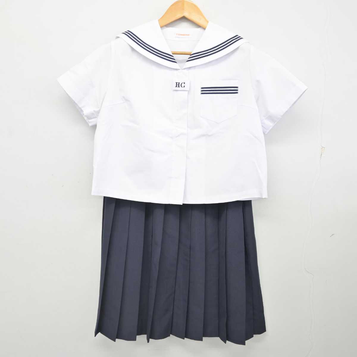 【中古】青森県 八戸商業高等学校 女子制服 3点 (セーラー服・スカート) sf076980