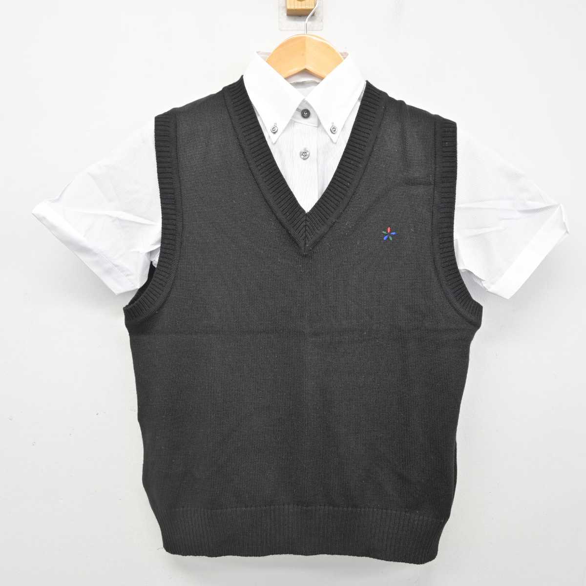 【中古】京都府 洛陽総合高等学校 女子制服 2点 (ニットベスト・シャツ) sf076993