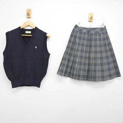 【中古】宮城県 多賀城高等学校 女子制服 2点 (ニットベスト・スカート) sf077005