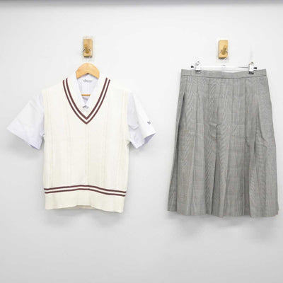 【中古】鹿児島県 鹿児島城西高等学校 女子制服 3点 (ニットベスト・シャツ・スカート) sf077008