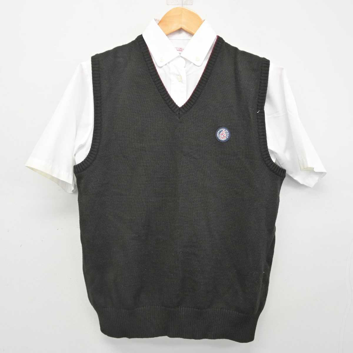 【中古】奈良県 一条高等学校 女子制服 2点 (ニットベスト・シャツ) sf077018