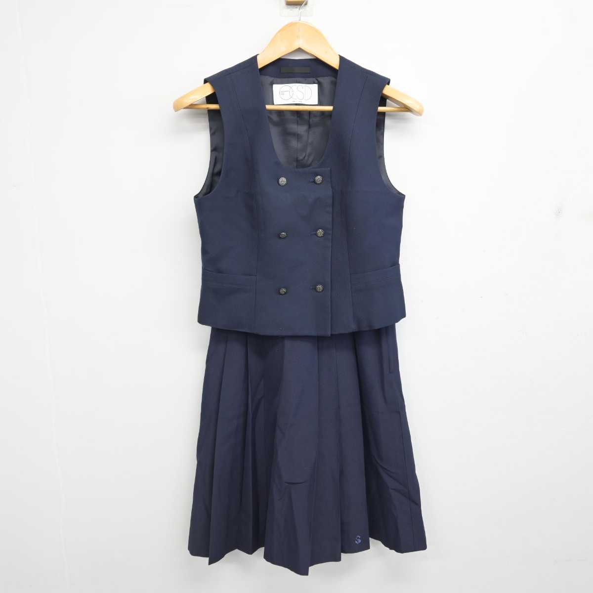 【中古】岡山県 総社高等学校 女子制服 2点 (ベスト・スカート) sf077024