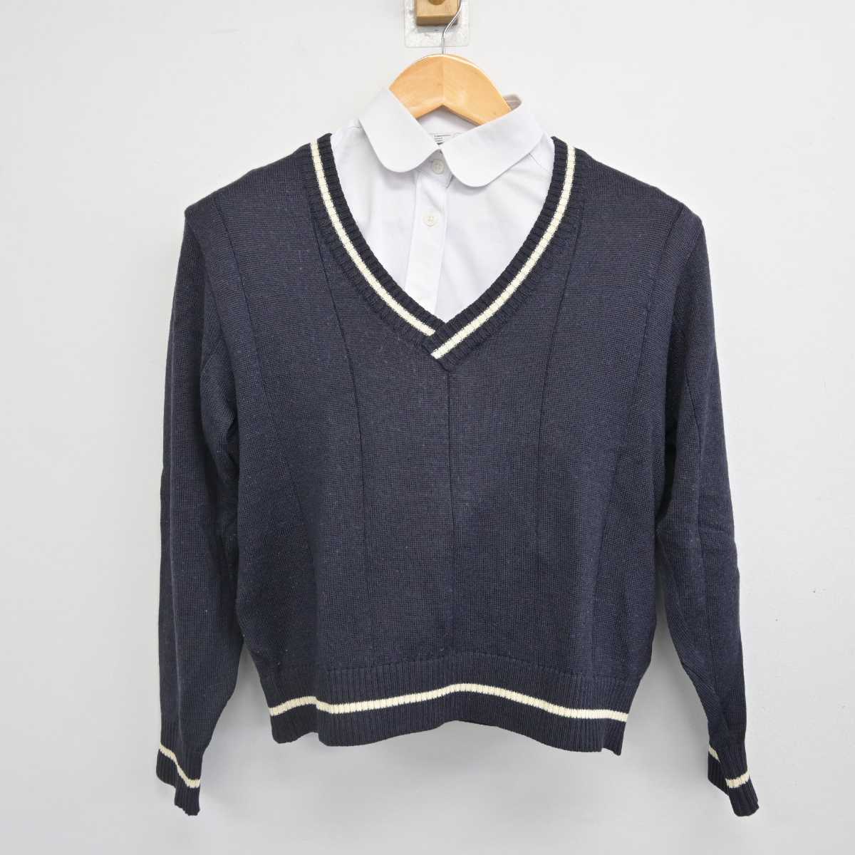 【中古】岡山県 総社高等学校 女子制服 2点 (ニット・シャツ) sf077025