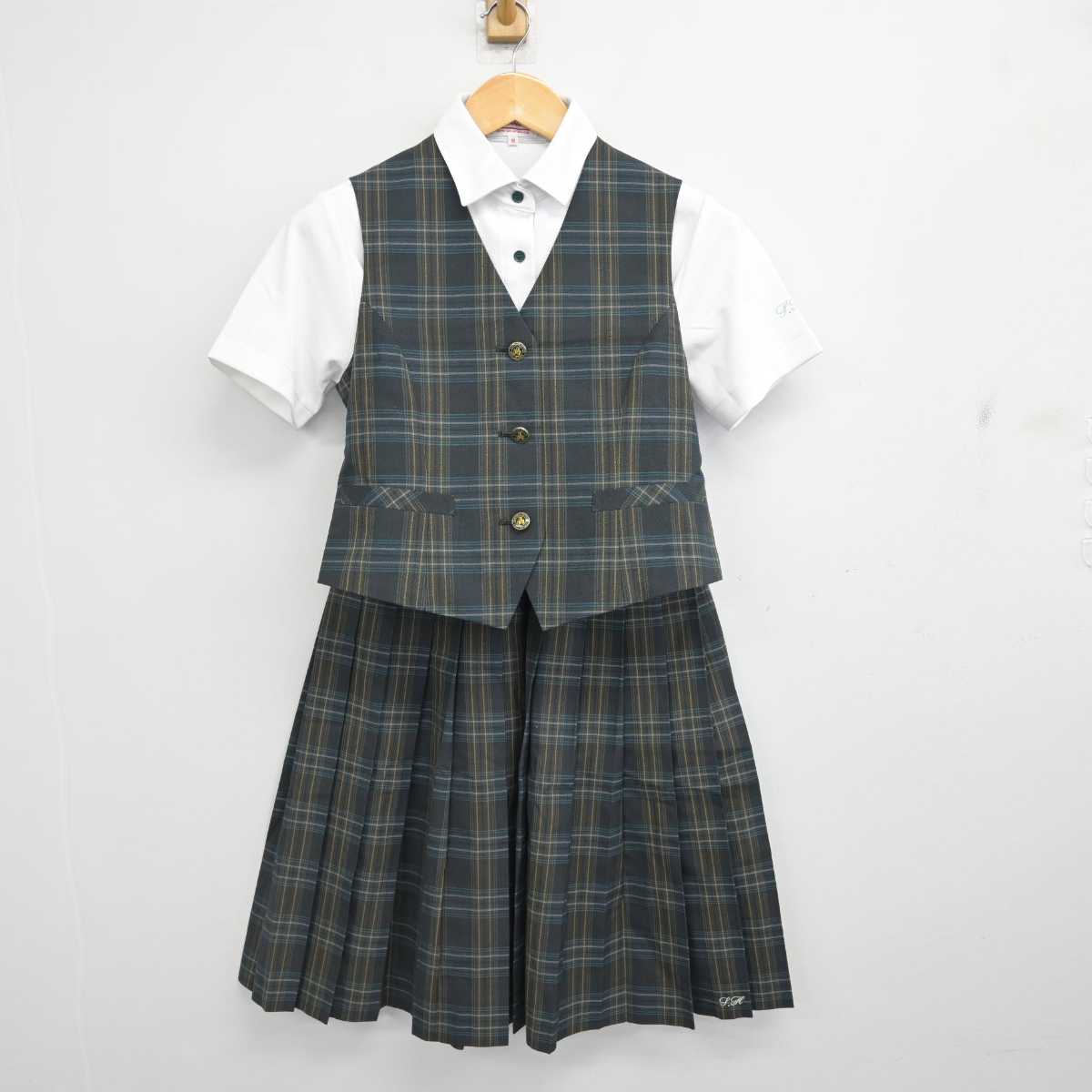 【中古】北海道 札幌西陵高等学校 女子制服 3点 (ベスト・シャツ・スカート) sf077033