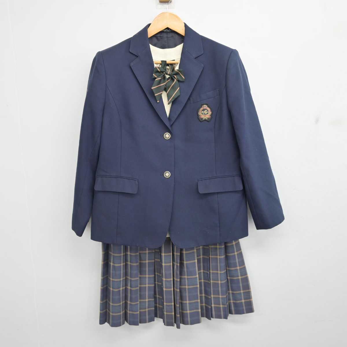 【中古】宮崎県 宮崎日本大学中学校・高等学校 女子制服 4点 (ブレザー・ニットベスト・スカート) sf077036