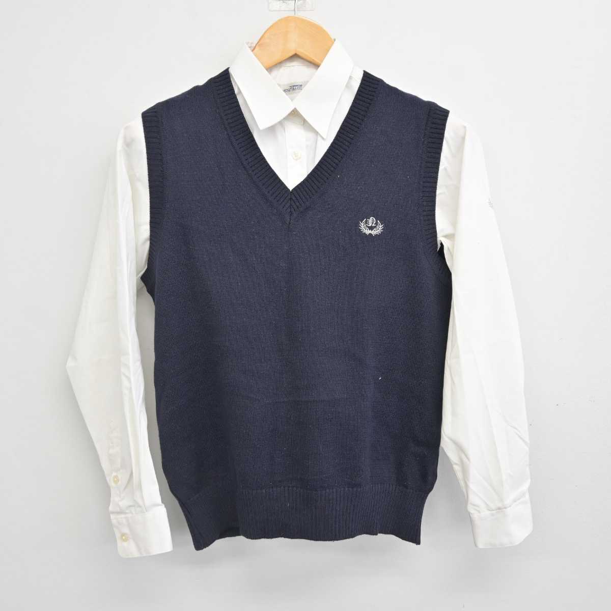 【中古】千葉県 流山高等学校 女子制服 2点 (ニットベスト・シャツ) sf077041