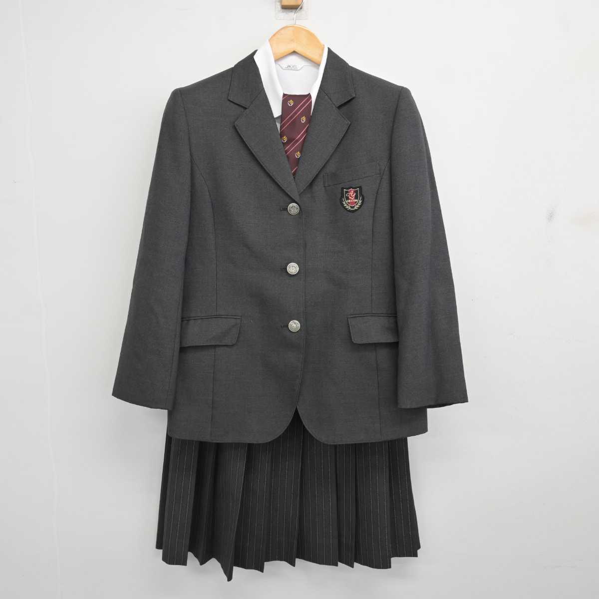 【中古】兵庫県 明石城西高等学校 女子制服 4点 (ブレザー・シャツ・スカート) sf077053