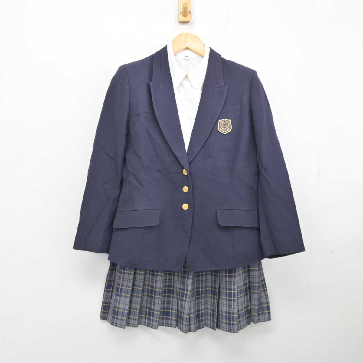 【中古】千葉県 千葉学芸高等学校 女子制服 4点 (ブレザー・ベスト・シャツ・スカート) sf077065