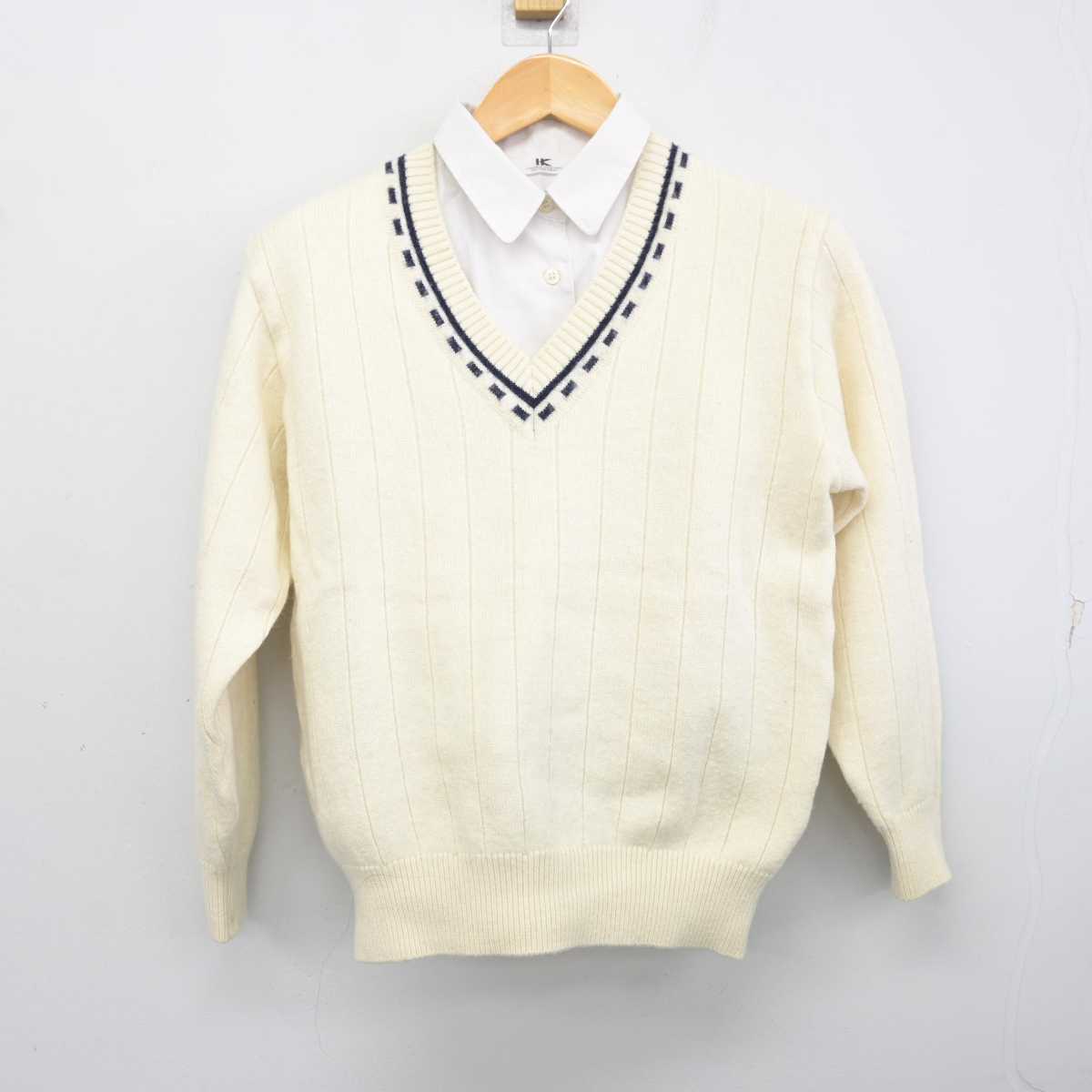 【中古】千葉県 千葉学芸高等学校 女子制服 2点 (ニット・シャツ) sf077070