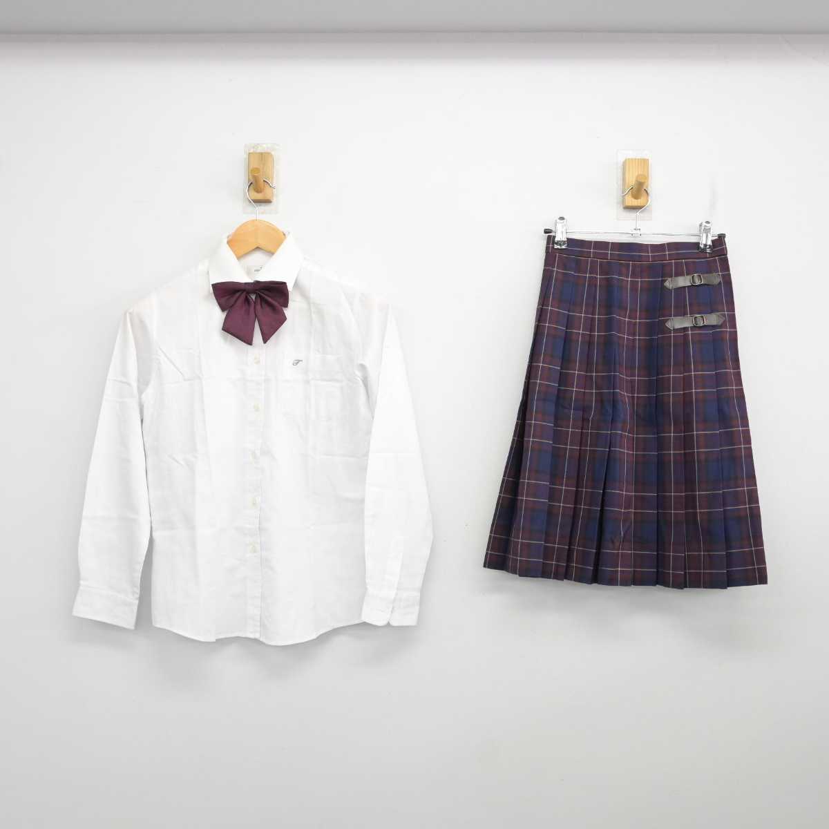 【中古】京都府 鳥羽高等学校 女子制服 5点 (ブレザー・シャツ・スカート) sf077076