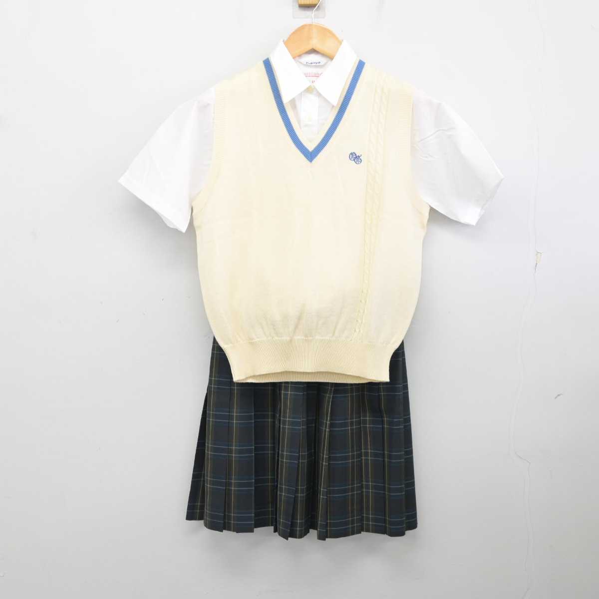 【中古】広島県 大下学園祇園高等学校 女子制服 3点 (ニットベスト・シャツ・スカート) sf077084