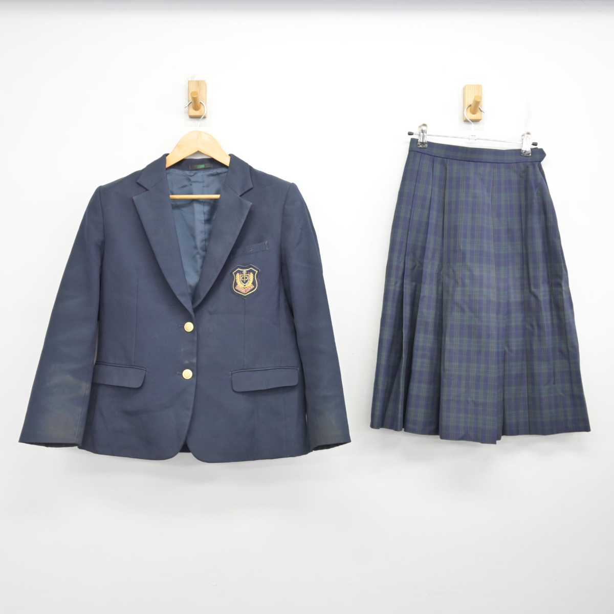 【中古】広島県 落合中学校 女子制服 3点 (ブレザー・スカート) sf077136